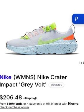 Nike Women's Crater Impact Sneaker - Light Grey, Volt, Coral, Speckled Blue